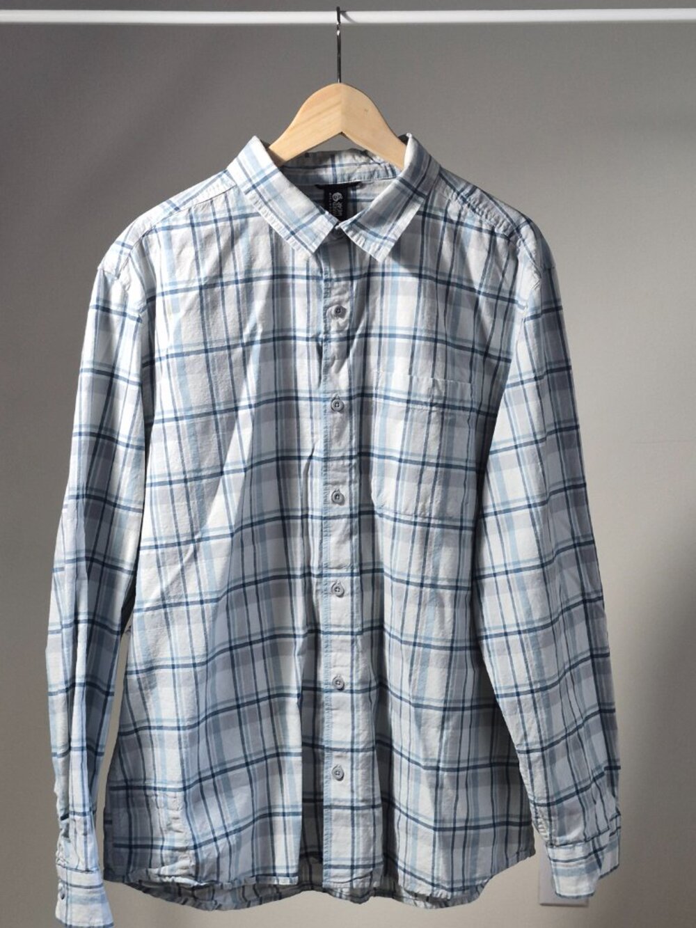 Mountain Hardwear Big Cottonwood Shirt XL Men’s Blue Plaid Cotton Hiking Button